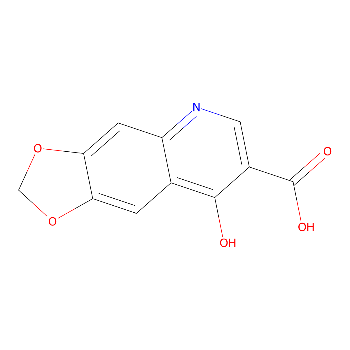 5,8-Dihydro-8-oxo-1,3-dioxolo(4,5-g)quinoline-7-carboxylic acid molecular structure, CAS 19746-58-8