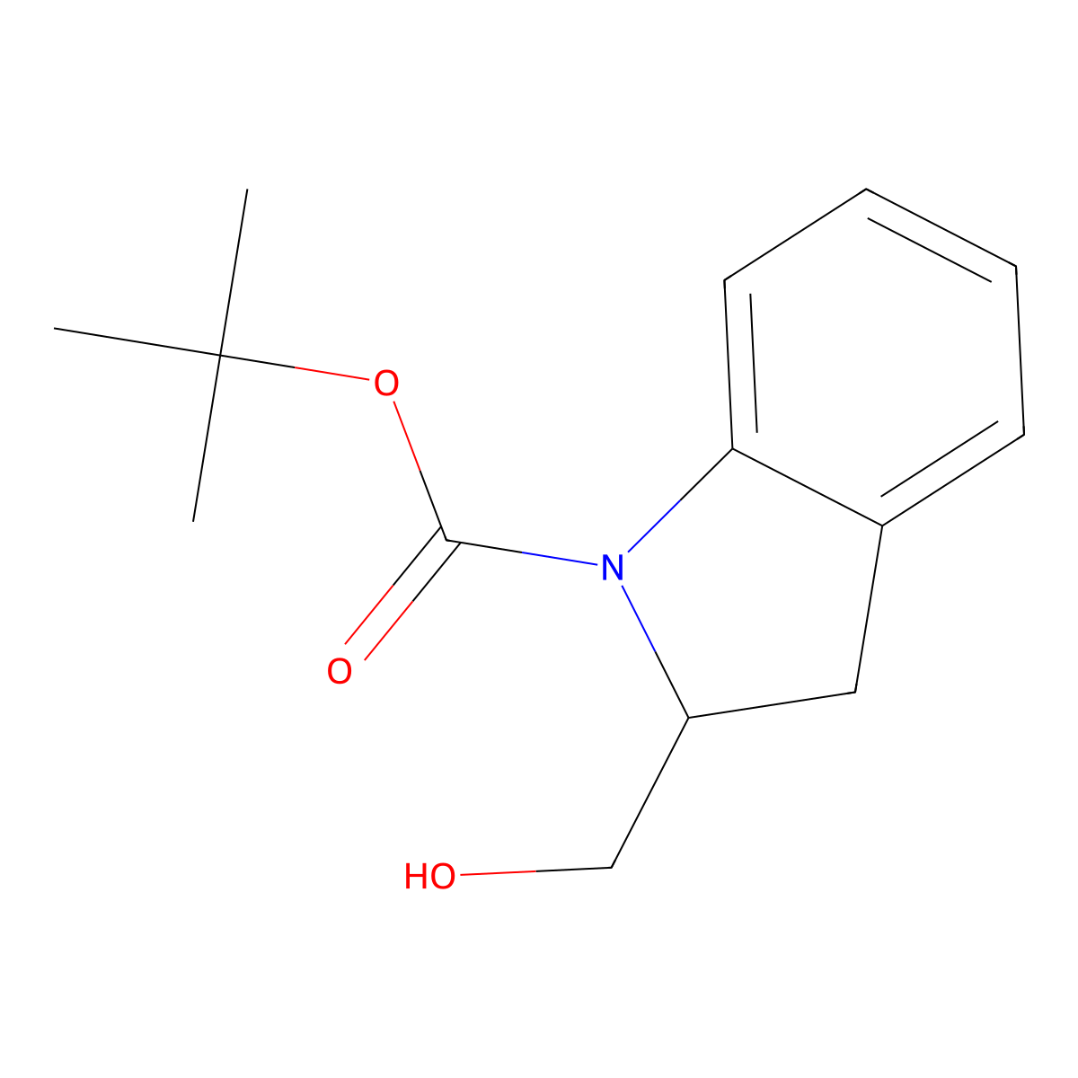 tert-butyl (2S)-2-(hydroxymethyl)-2,3-dihydro-1H-indole-1-carboxylate molecular structure, CAS 197460-25-6