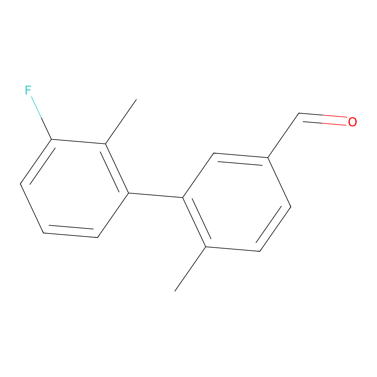 3'-Fluoro-2',6-dimethyl[1,1'-biphenyl]-3-carboxaldehyde molecular structure, CAS 1974609-58-9
