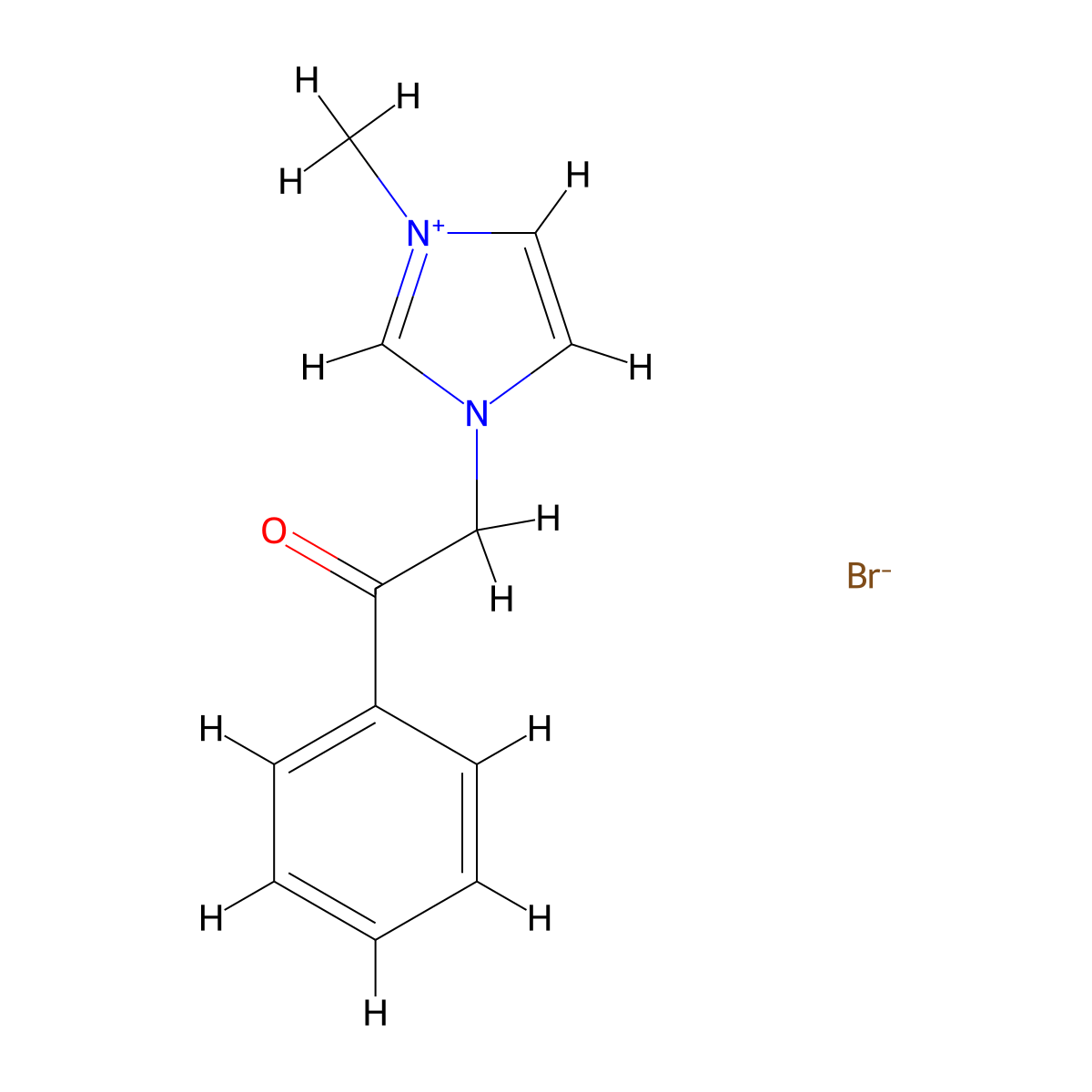 3-Methyl-1-(2-oxo-2-phenylethyl)-1H-imidazol-3-ium bromide molecular structure, CAS 19748-13-1