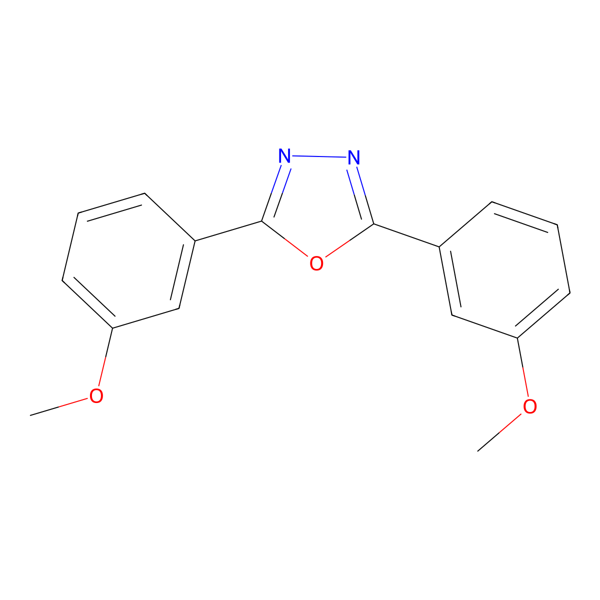 2,5-Bis(3-methoxyphenyl)-1,3,4-oxadiazole molecular structure, CAS 19748-58-4