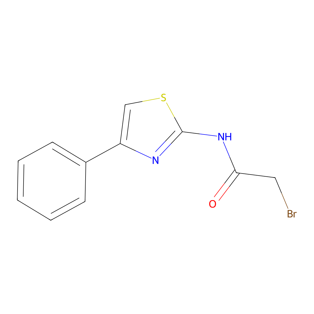 2-bromo-N-(4-phenyl-1,3-thiazol-2-yl)acetamide molecular structure, CAS 19749-86-1