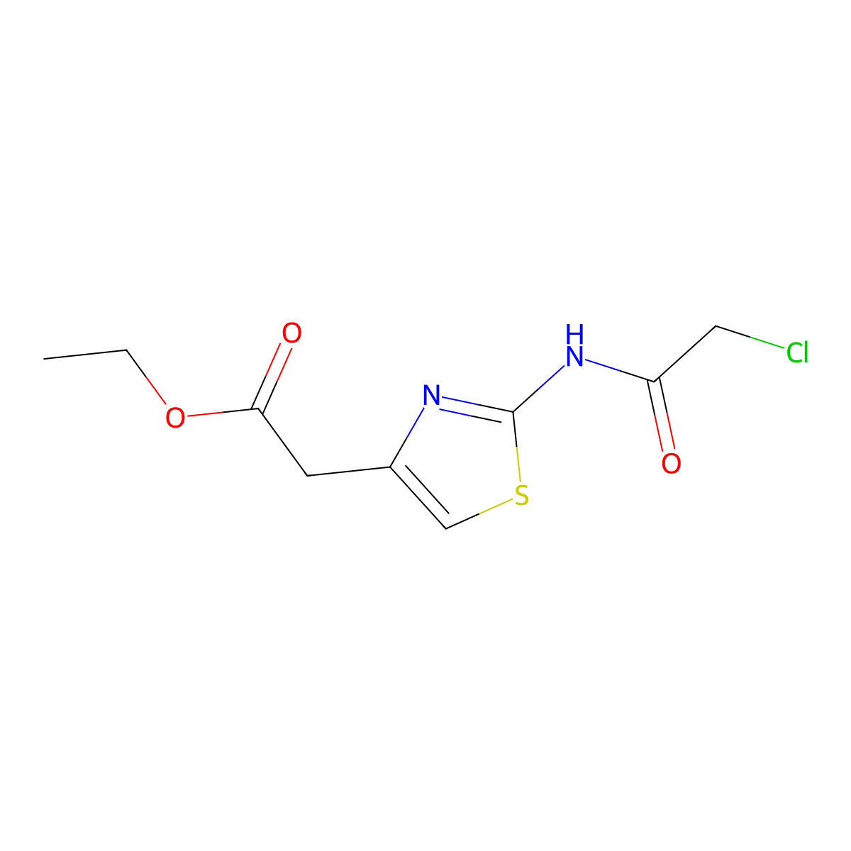 Ethyl 2-(2-chloroacetamido)-4-thiazoleacetate molecular structure, CAS 19749-93-0