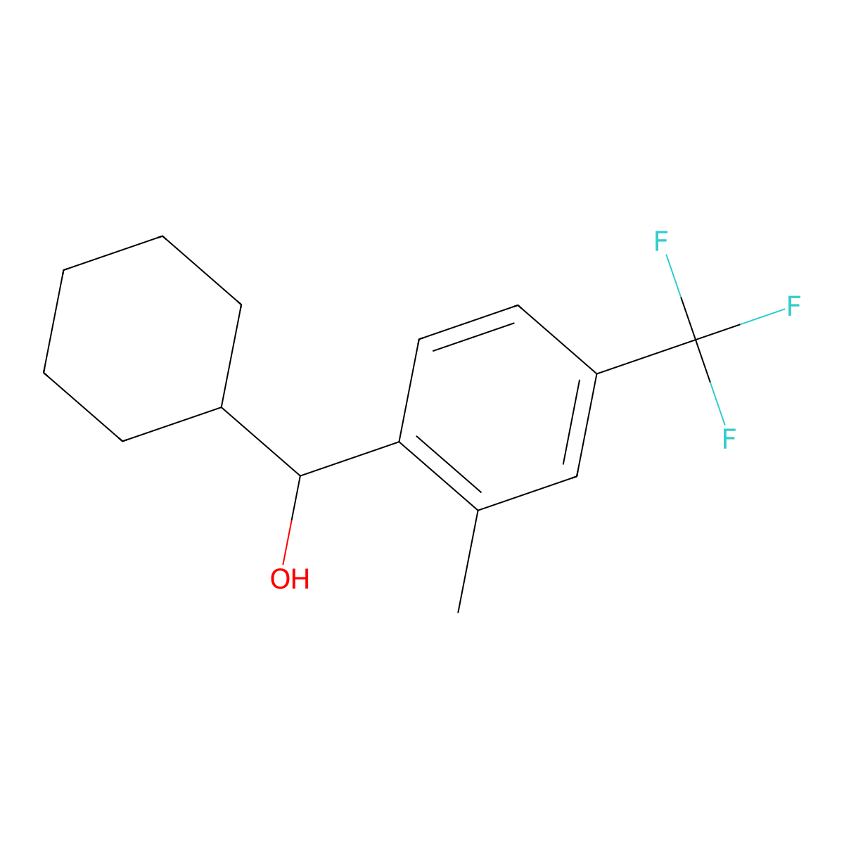 alpha-Cyclohexyl-2-methyl-4-(trifluoromethyl)benZenemethanol molecular structure, CAS 1974945-14-6