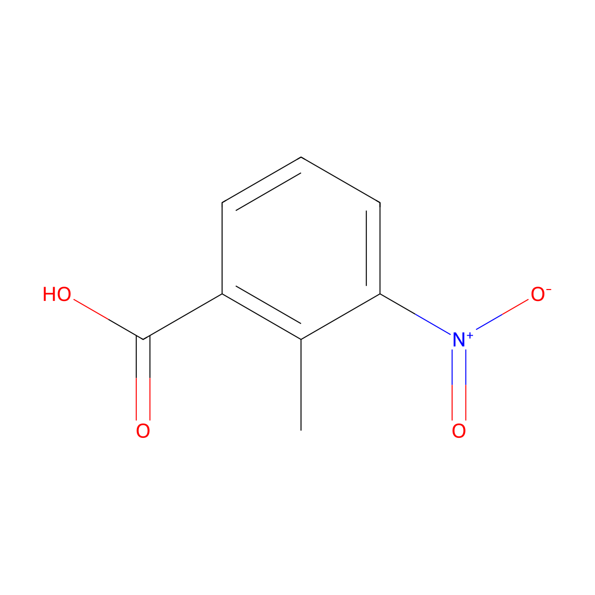 2-Methyl-3-nitrobenzoic acid molecular structure, CAS 1975-50-4