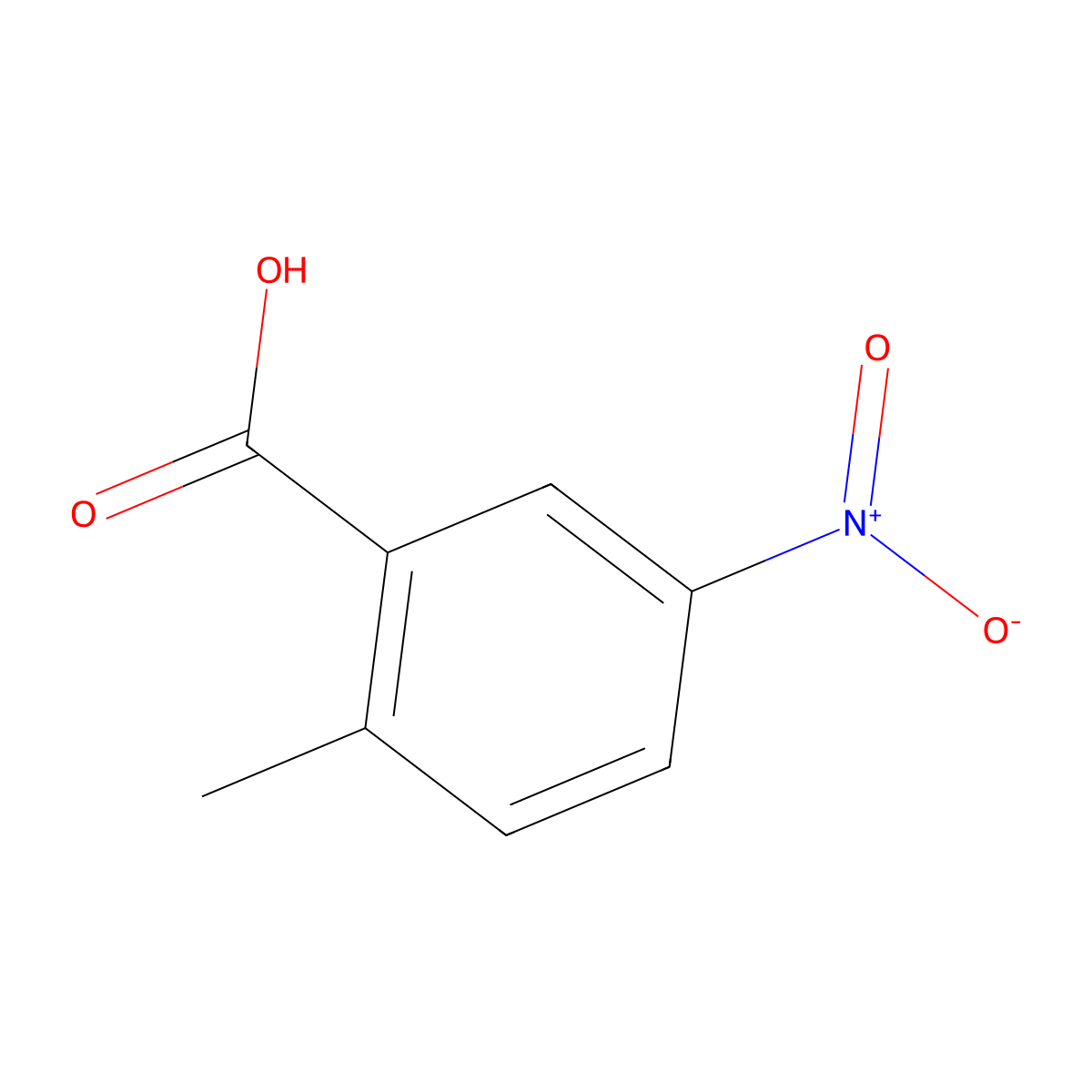 2-Methyl-5-nitrobenzoic acid molecular structure, CAS 1975-52-6