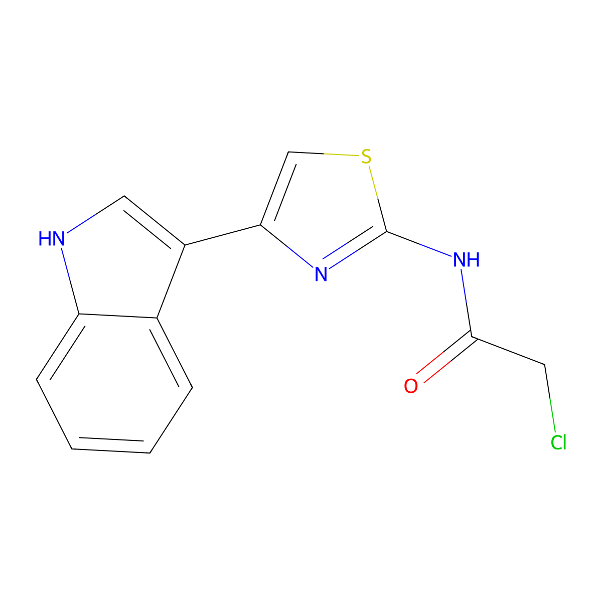 2-Chloro-N-[4-(1H-indol-3-yl)-1,3-thiazol-2-yl]acetamide molecular structure, CAS 19750-29-9