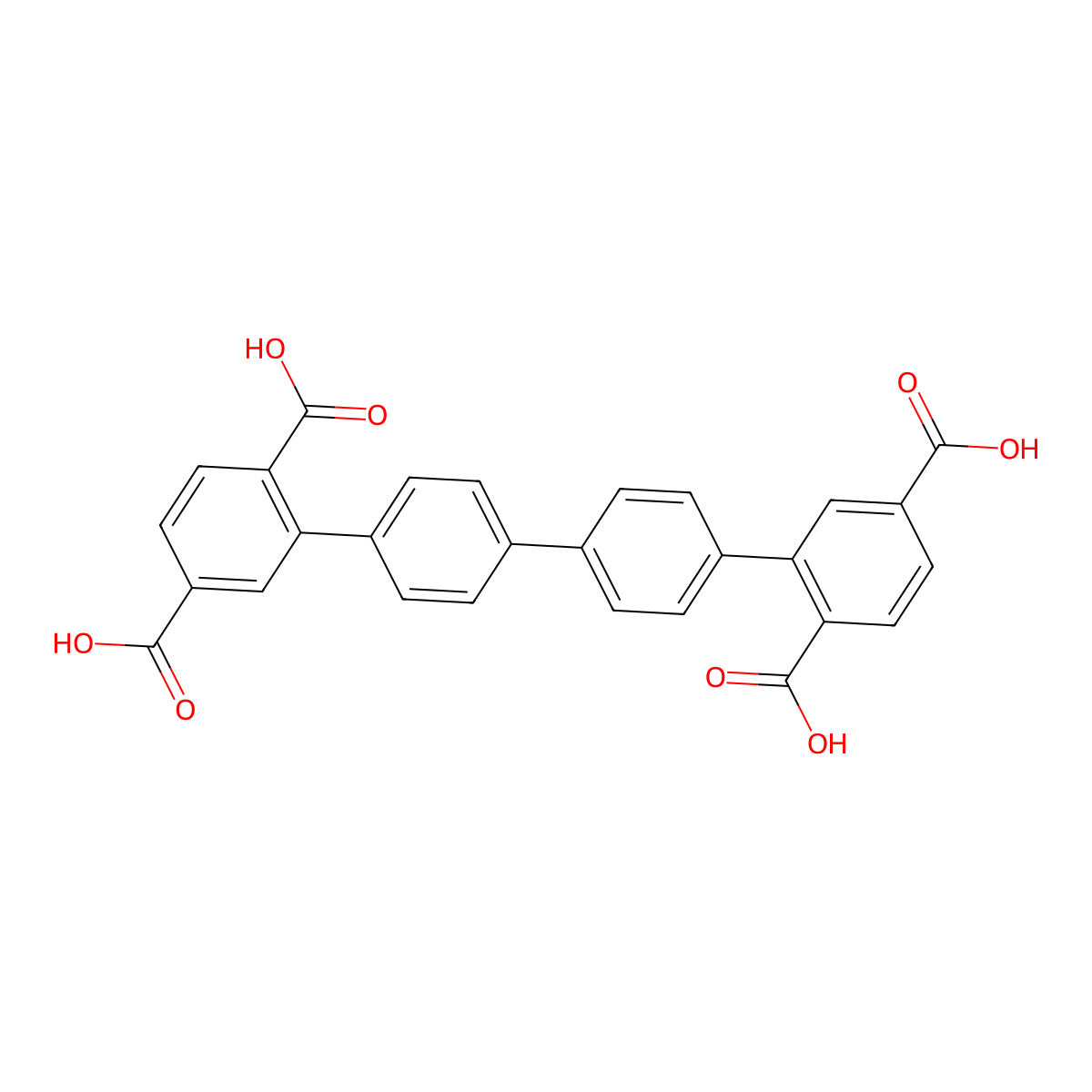[1,1':4',1'':4'',1'''-Quaterphenyl]-2,2''',5,5'''-tetracarboxylic acid molecular structure, CAS 197501-15-8
