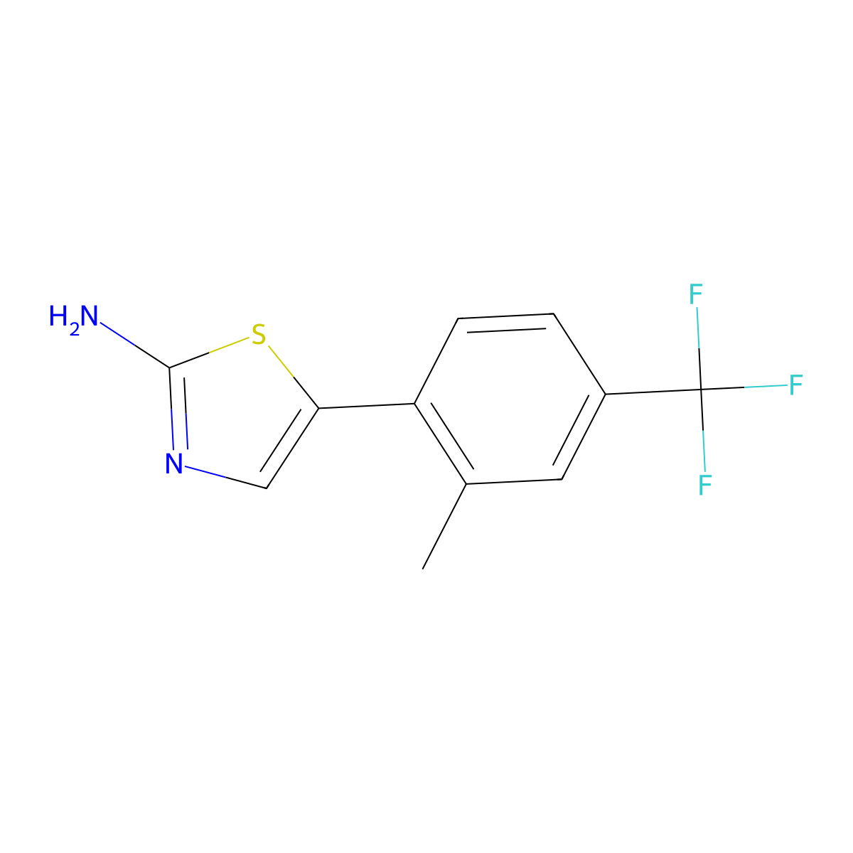 5-(2-Methyl-4-(trifluoromethyl)phenyl)thiazol-2-amine molecular structure, CAS 1975042-89-7