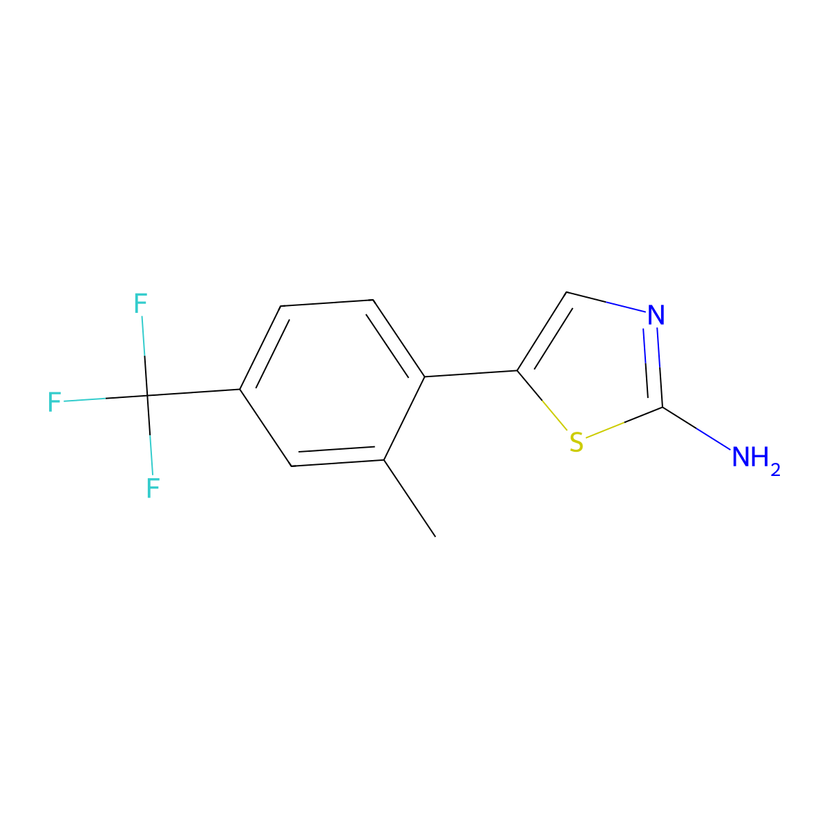 5-(2-Methyl-4-(trifluoromethyl)phenyl)thiazol-2-amine molecular structure, CAS 1975042-89-7