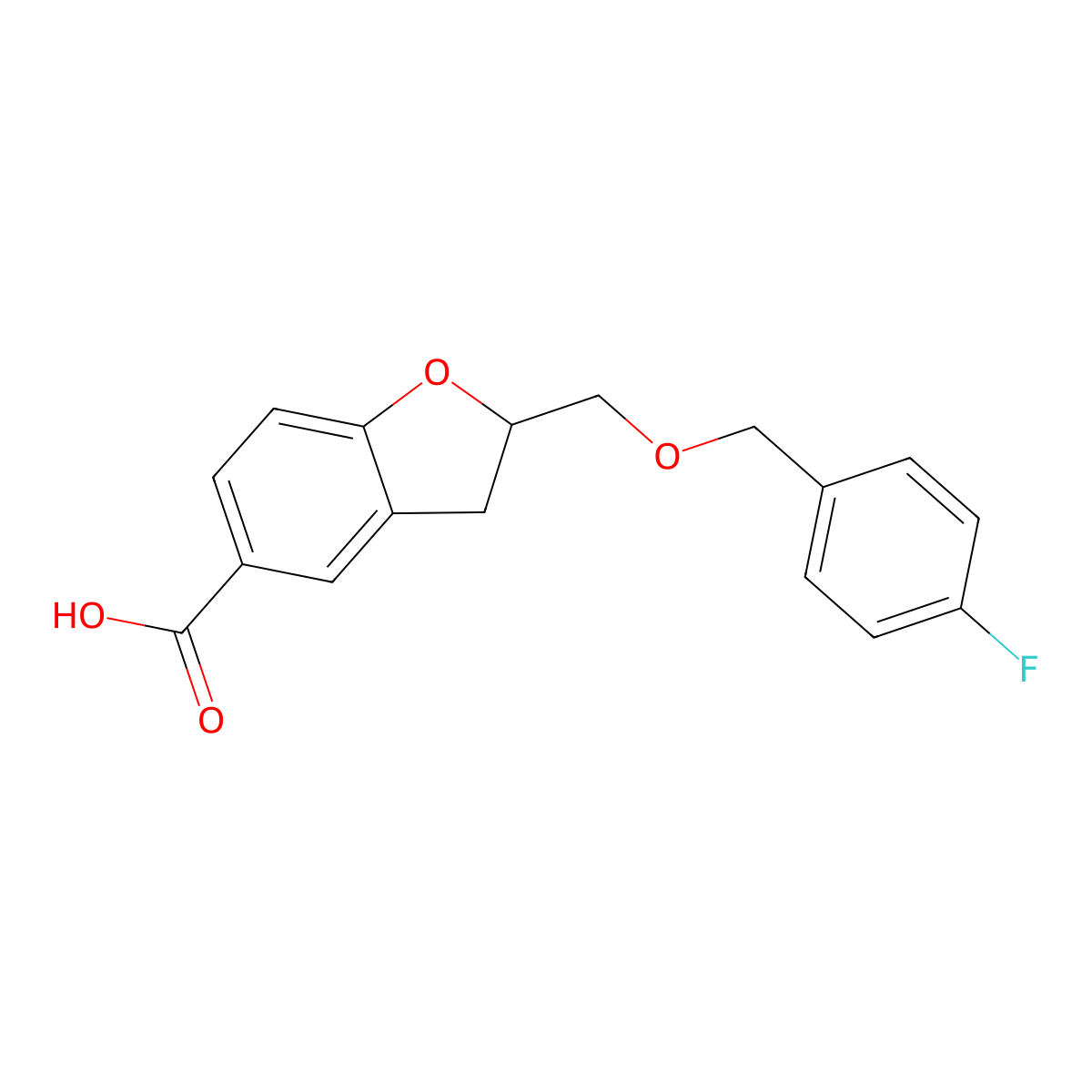 2-(((4-Fluorobenzyl)oxy)methyl)-2,3-dihydrobenzofuran-5-carboxylic acid molecular structure, CAS 197506-40-4
