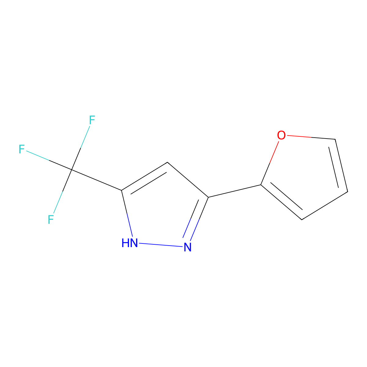 5-(2-Furyl)-3-(trifluoromethyl)pyrazole molecular structure, CAS 197507-85-0