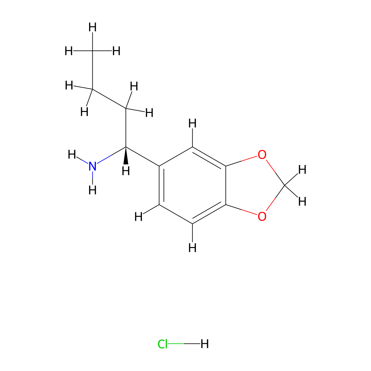 (R)-1-(Benzo[d][1,3]dioxol-5-yl)butan-1-amine hydrochloride molecular structure, CAS 197508-49-9