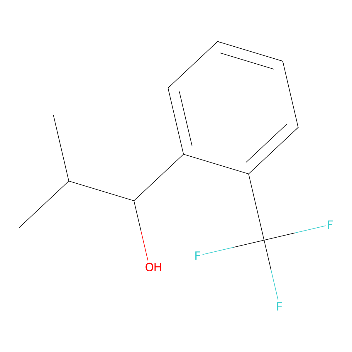 2-Methyl-1-(2-(trifluoromethyl)phenyl)propan-1-ol molecular structure, CAS 197508-89-7