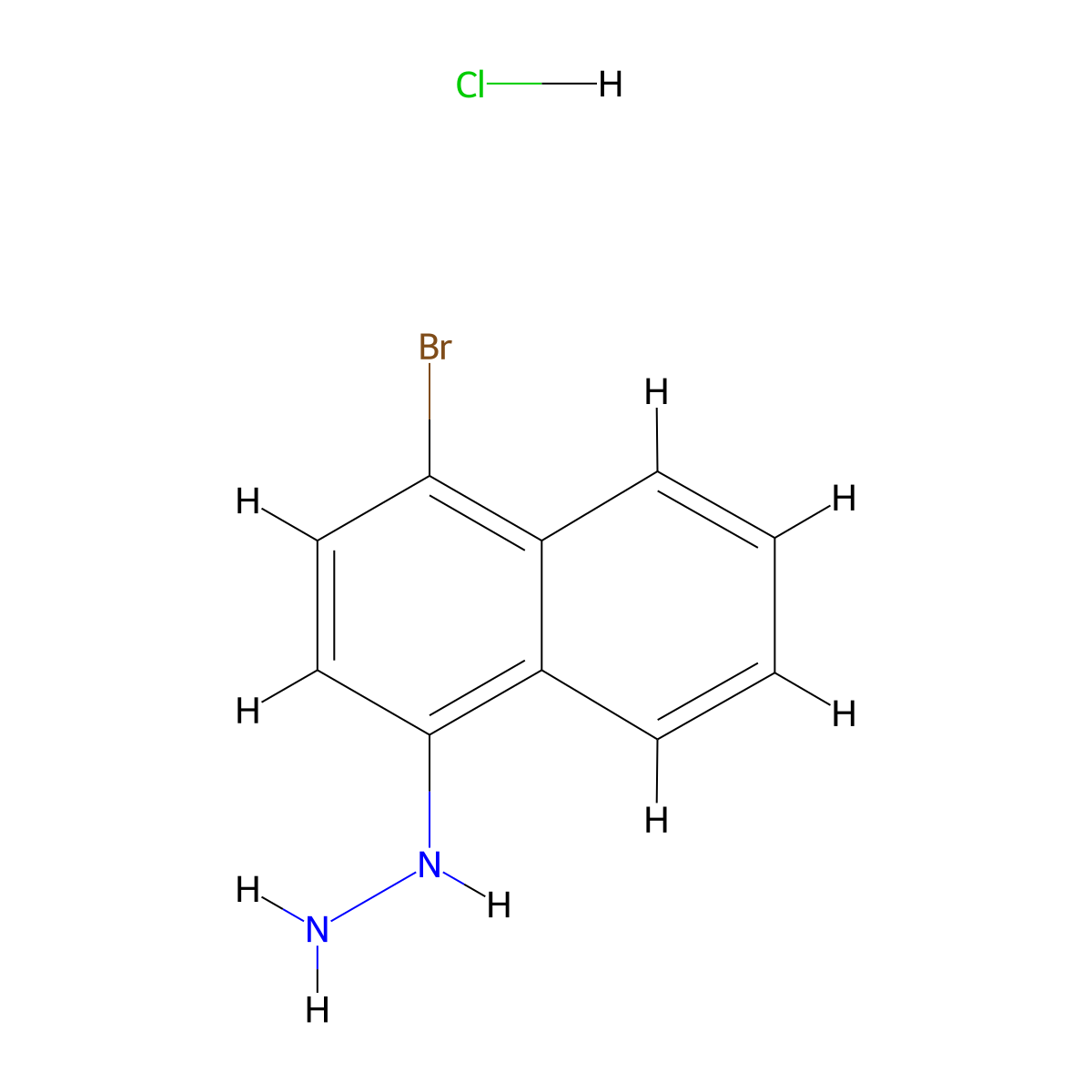 1-(4-Bromo-1-naphthyl)hydrazine, HCl molecular structure, CAS 197511-46-9