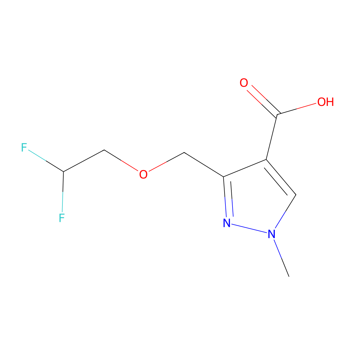 3-[(2,2-difluoroethoxy)methyl]-1-methyl-1H-pyrazole-4-carboxylic acid molecular structure, CAS 1975117-56-6