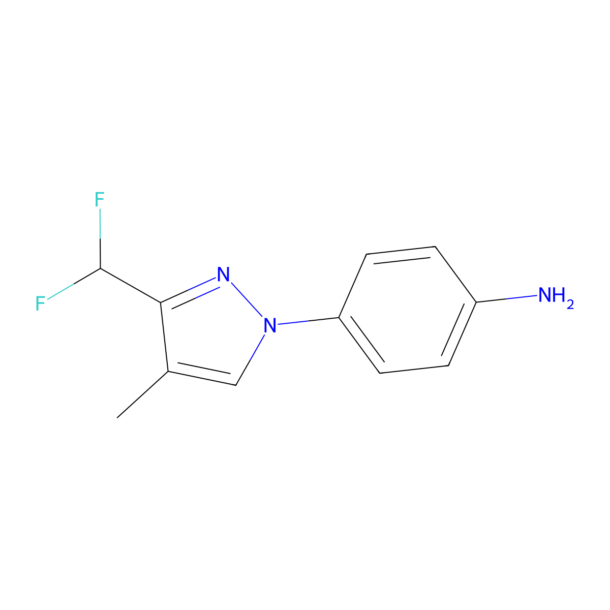 4-[3-(Difluoromethyl)-4-methyl-1H-pyrazol-1-yl]aniline molecular structure, CAS 1975118-13-8