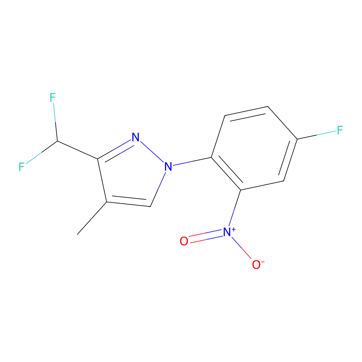 3-(Difluoromethyl)-1-(4-fluoro-2-nitrophenyl)-4-methyl-1H-pyrazole molecular structure, CAS 1975118-23-0