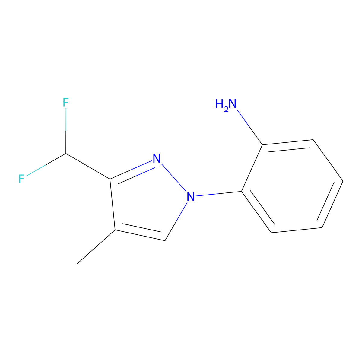 2-[3-(Difluoromethyl)-4-methyl-1H-pyrazol-1-yl]aniline molecular structure, CAS 1975118-52-5