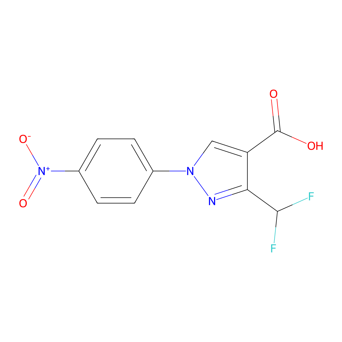 3-(Difluoromethyl)-1-(4-nitrophenyl)-1H-pyrazole-4-carboxylic acid molecular structure, CAS 1975118-55-8