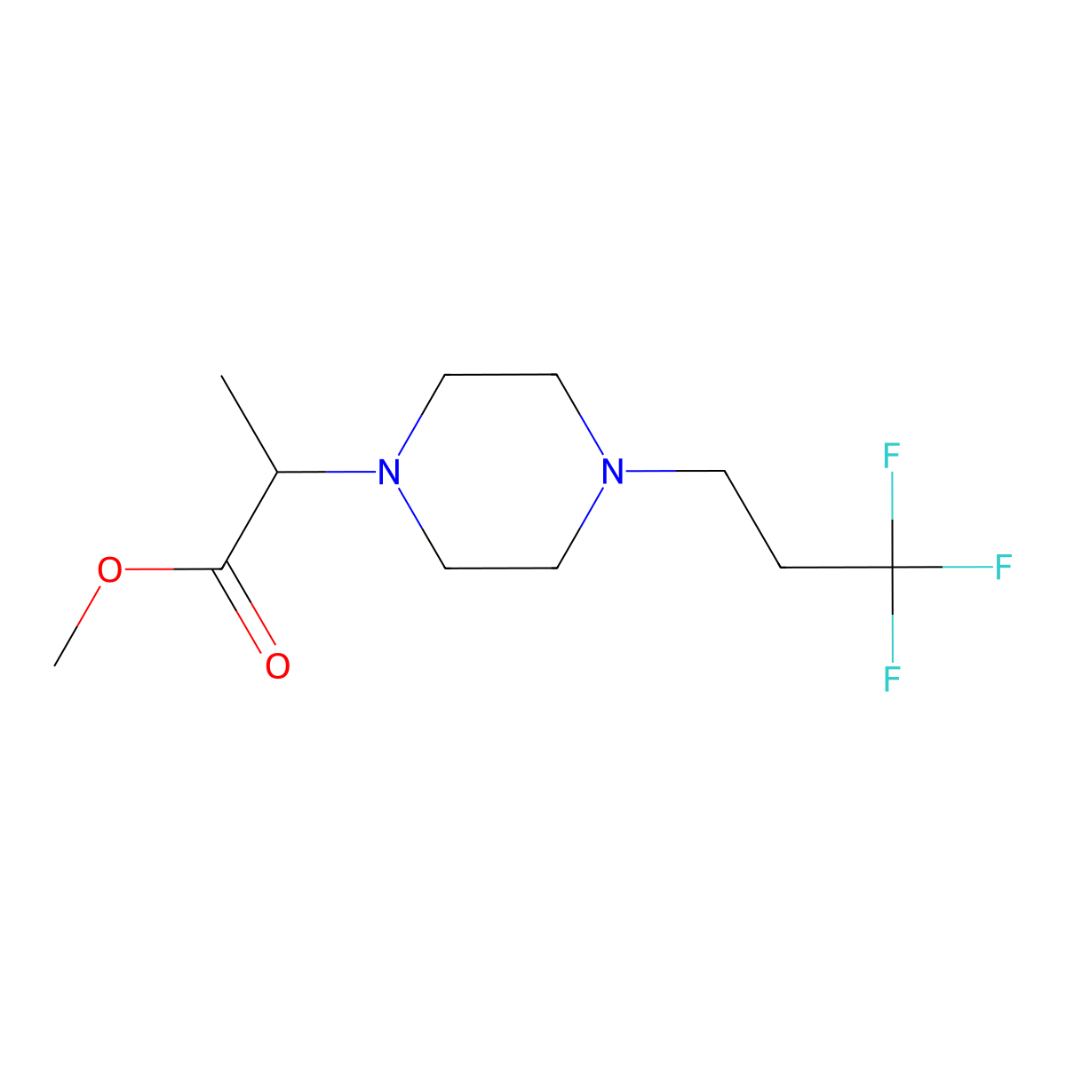 Methyl 2-[4-(3,3,3-trifluoropropyl)piperazin-1-yl]propanoate molecular structure, CAS 1975119-03-9
