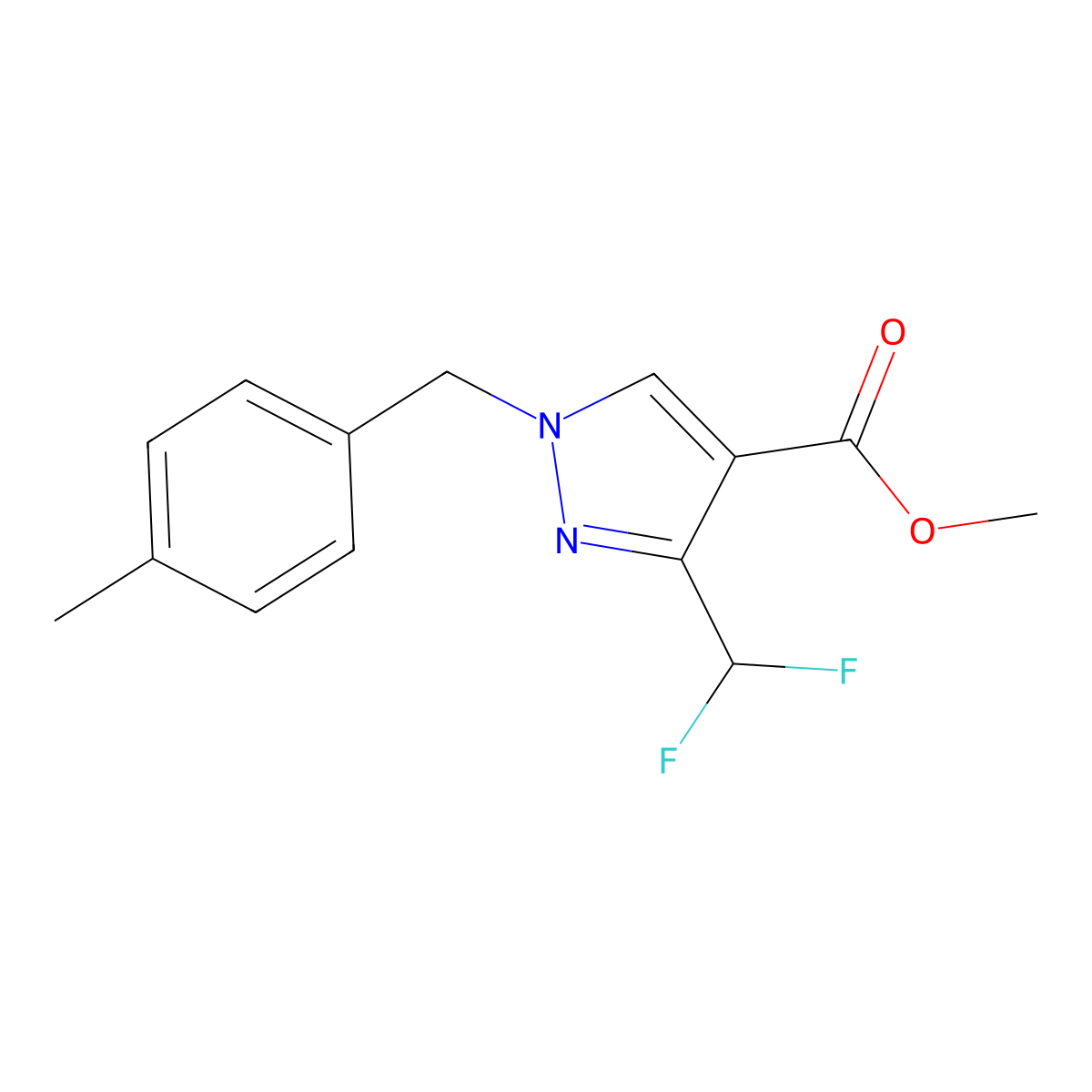 Methyl 3-(difluoromethyl)-1-(4-methylbenzyl)-1H-pyrazole-4-carboxylate molecular structure, CAS 1975119-05-1