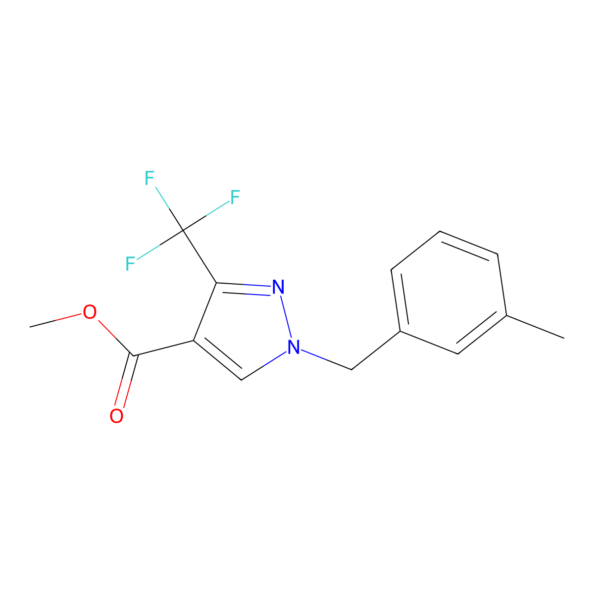 Methyl 1-(3-methylbenzyl)-3-(trifluoromethyl)-1H-pyrazole-4-carboxylate molecular structure, CAS 1975119-12-0
