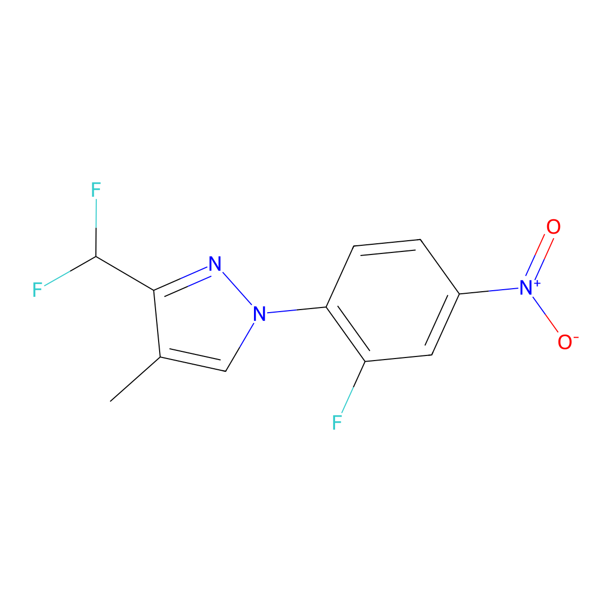 3-(Difluoromethyl)-1-(2-fluoro-4-nitrophenyl)-4-methyl-1H-pyrazole molecular structure, CAS 1975119-14-2