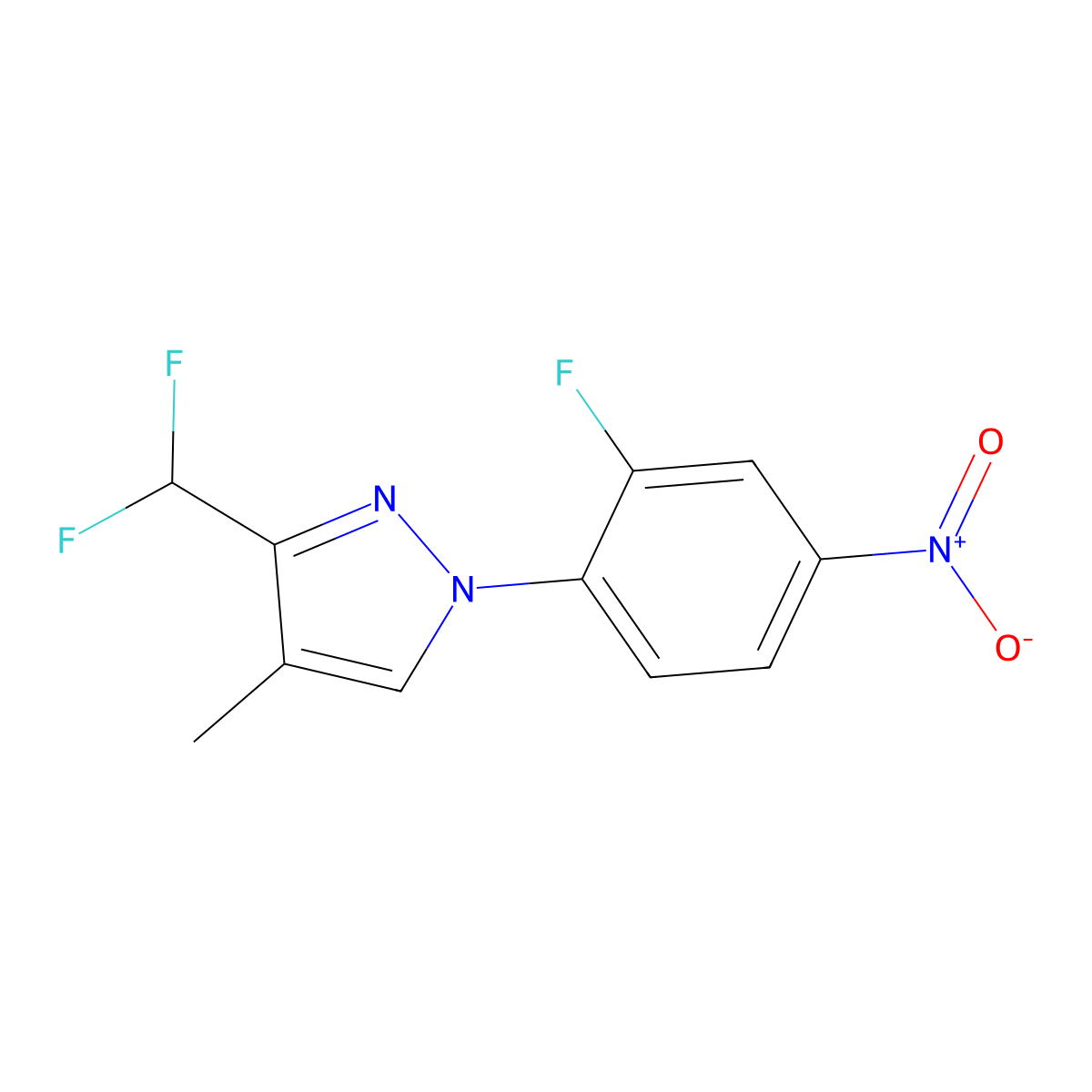 3-(Difluoromethyl)-1-(2-fluoro-4-nitrophenyl)-4-methyl-1H-pyrazole molecular structure, CAS 1975119-14-2
