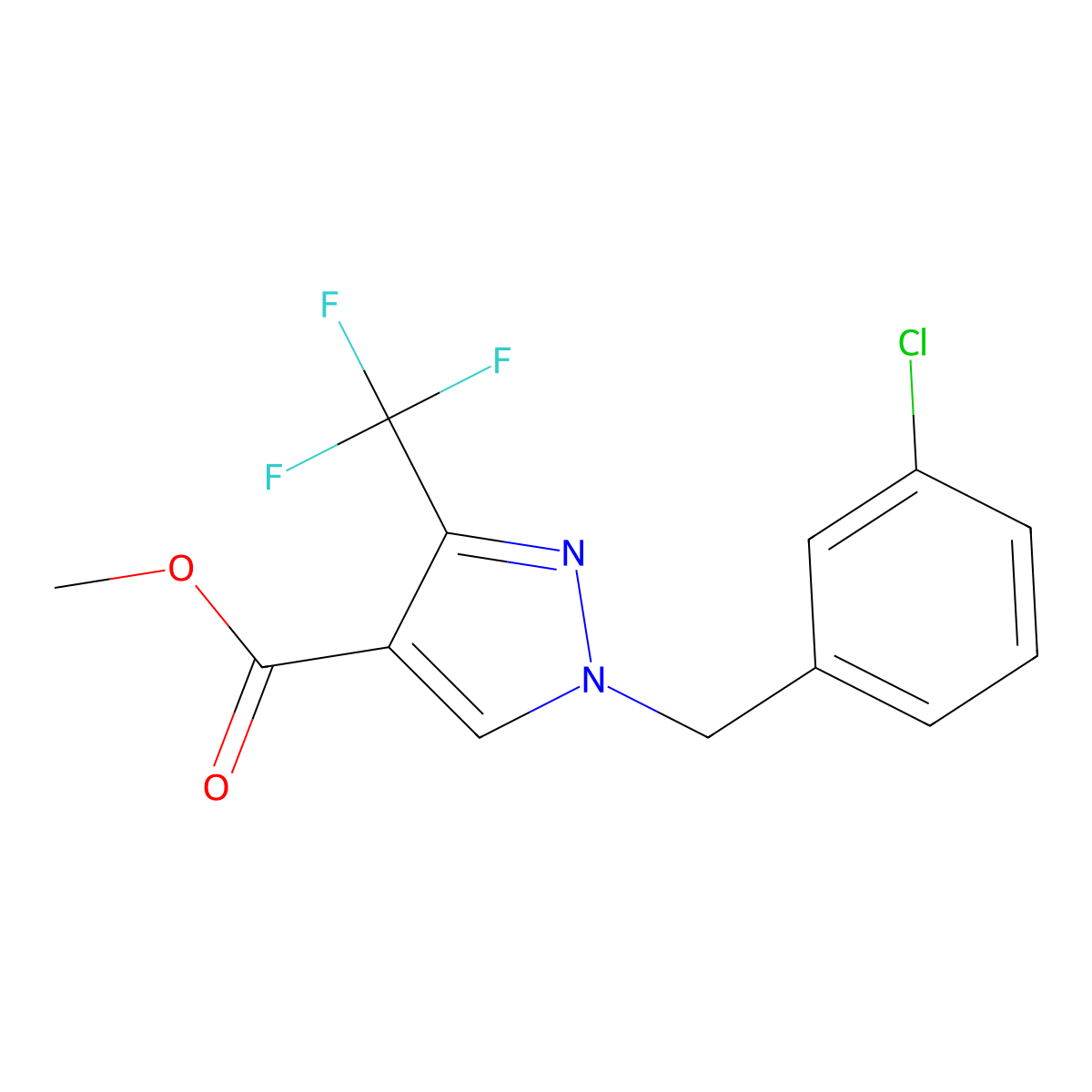 Methyl 1-(3-chlorobenzyl)-3-(trifluoromethyl)-1H-pyrazole-4-carboxylate molecular structure, CAS 1975119-21-1