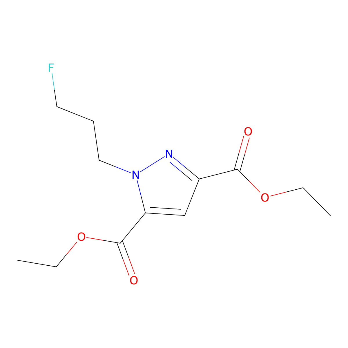 Diethyl 1-(3-fluoropropyl)-1H-pyrazole-3,5-dicarboxylate molecular structure, CAS 1975119-24-4