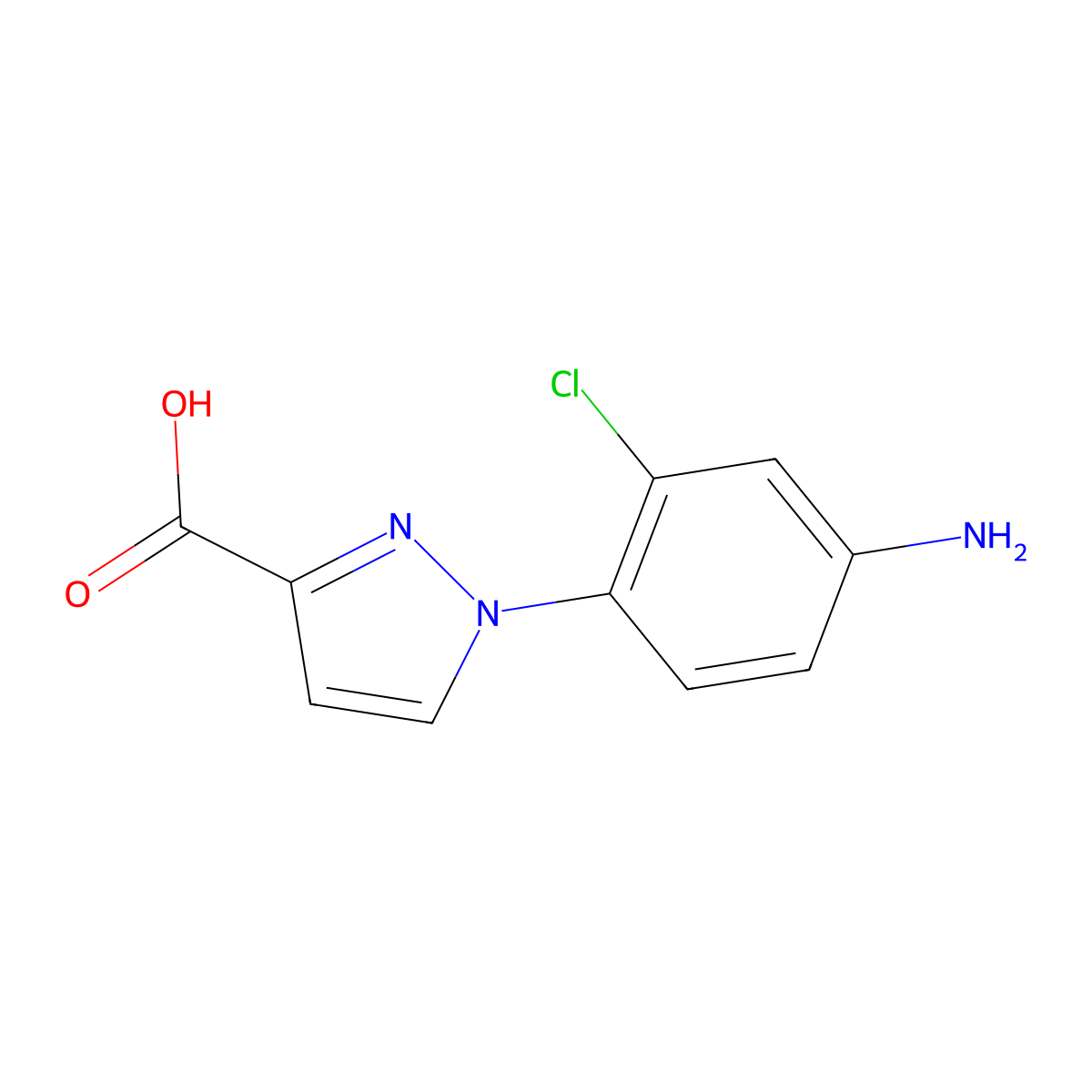 1-(4-Amino-2-chlorophenyl)-1H-pyrazole-3-carboxylic acid molecular structure, CAS 1975119-30-2
