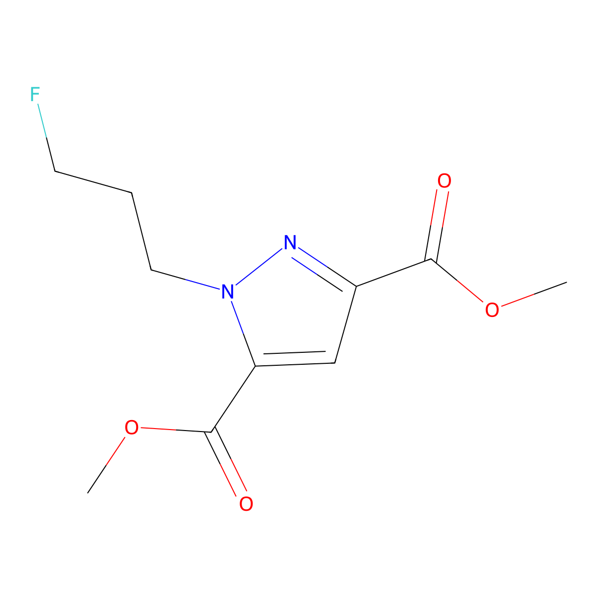 Dimethyl 1-(3-fluoropropyl)-1H-pyrazole-3,5-dicarboxylate molecular structure, CAS 1975119-32-4