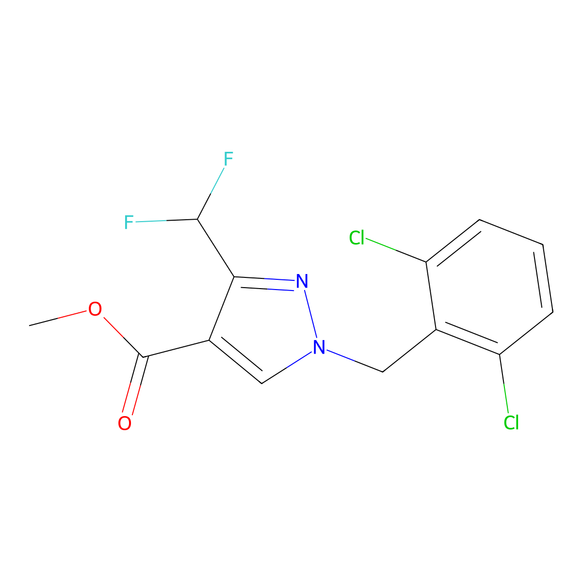 Methyl 1-(2,6-dichlorobenzyl)-3-(difluoromethyl)-1H-pyrazole-4-carboxylate molecular structure, CAS 1975119-34-6