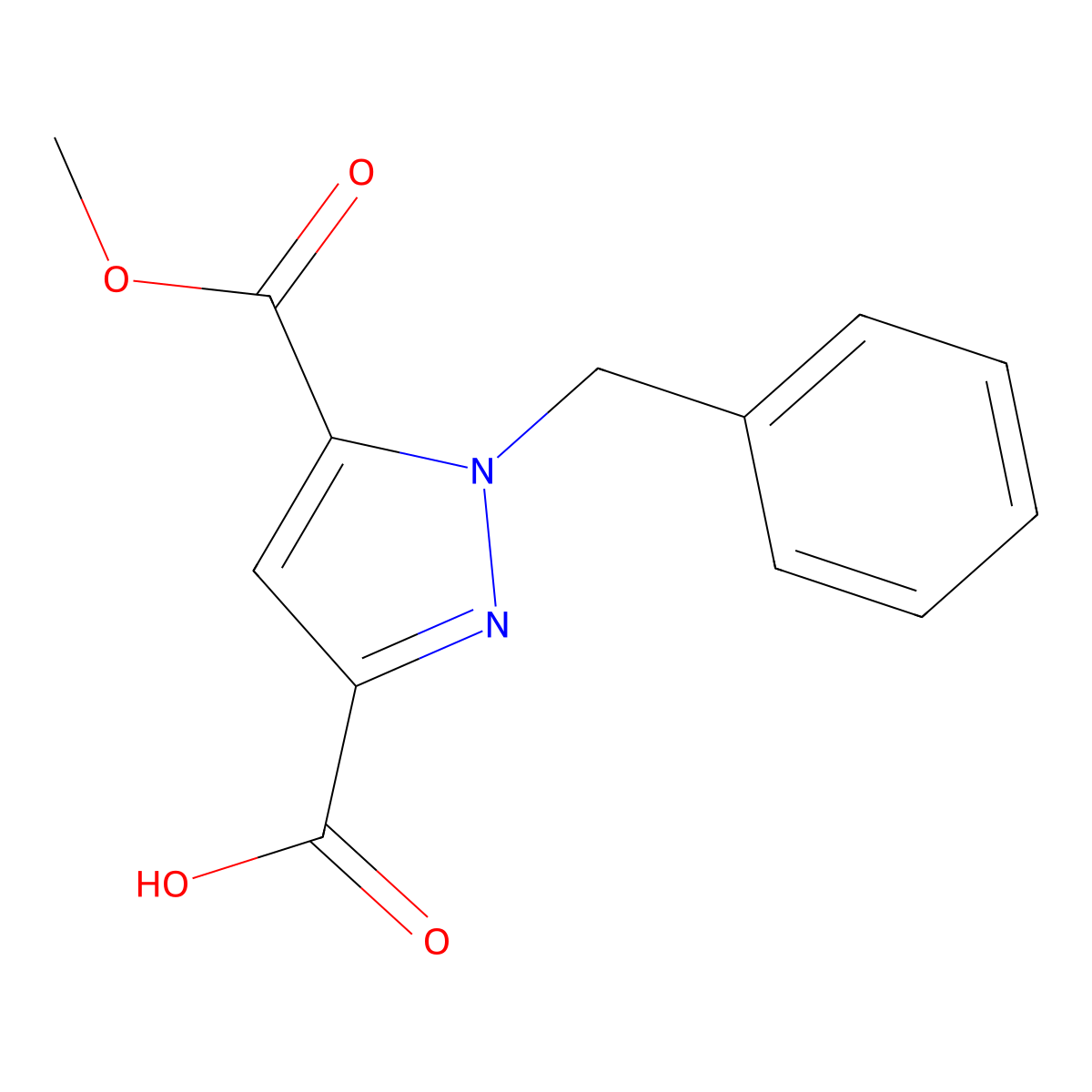 1-Benzyl-5-(methoxycarbonyl)-1H-pyrazole-3-carboxylic acid molecular structure, CAS 1975119-35-7
