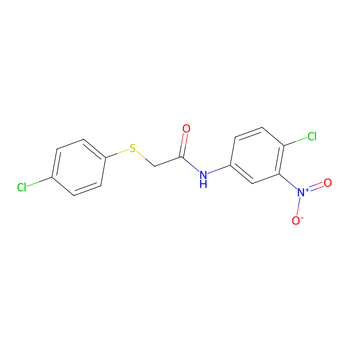 N-(4-chloro-3-nitrophenyl)-2-[(4-chlorophenyl)sulfanyl]acetamide molecular structure, CAS 197512-96-2