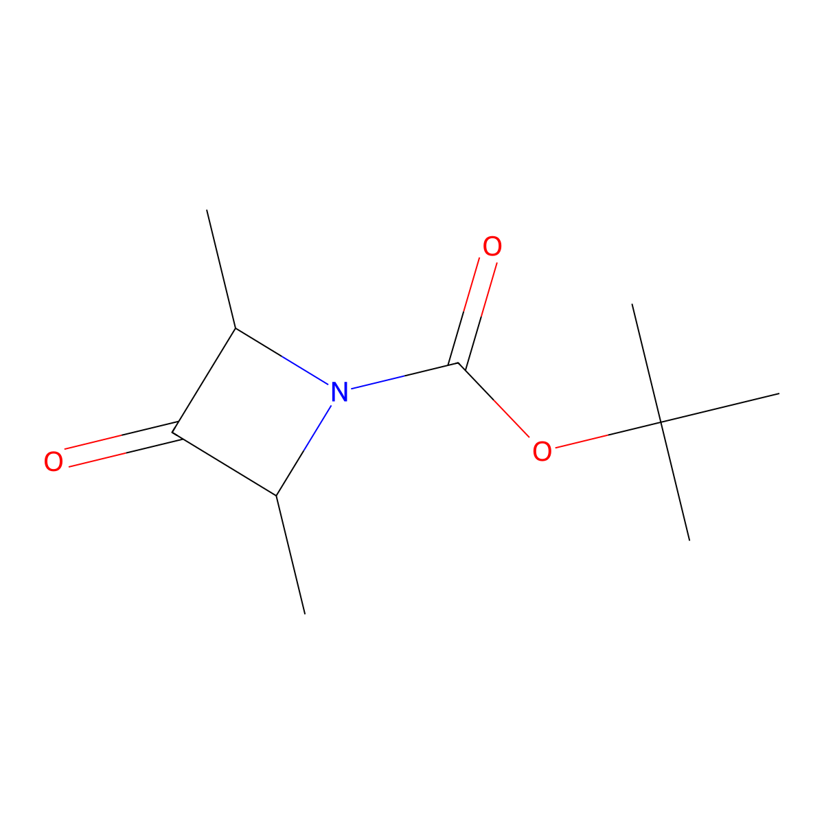 Tert-butyl 2,4-dimethyl-3-oxoazetidine-1-carboxylate molecular structure, CAS 1975120-98-9