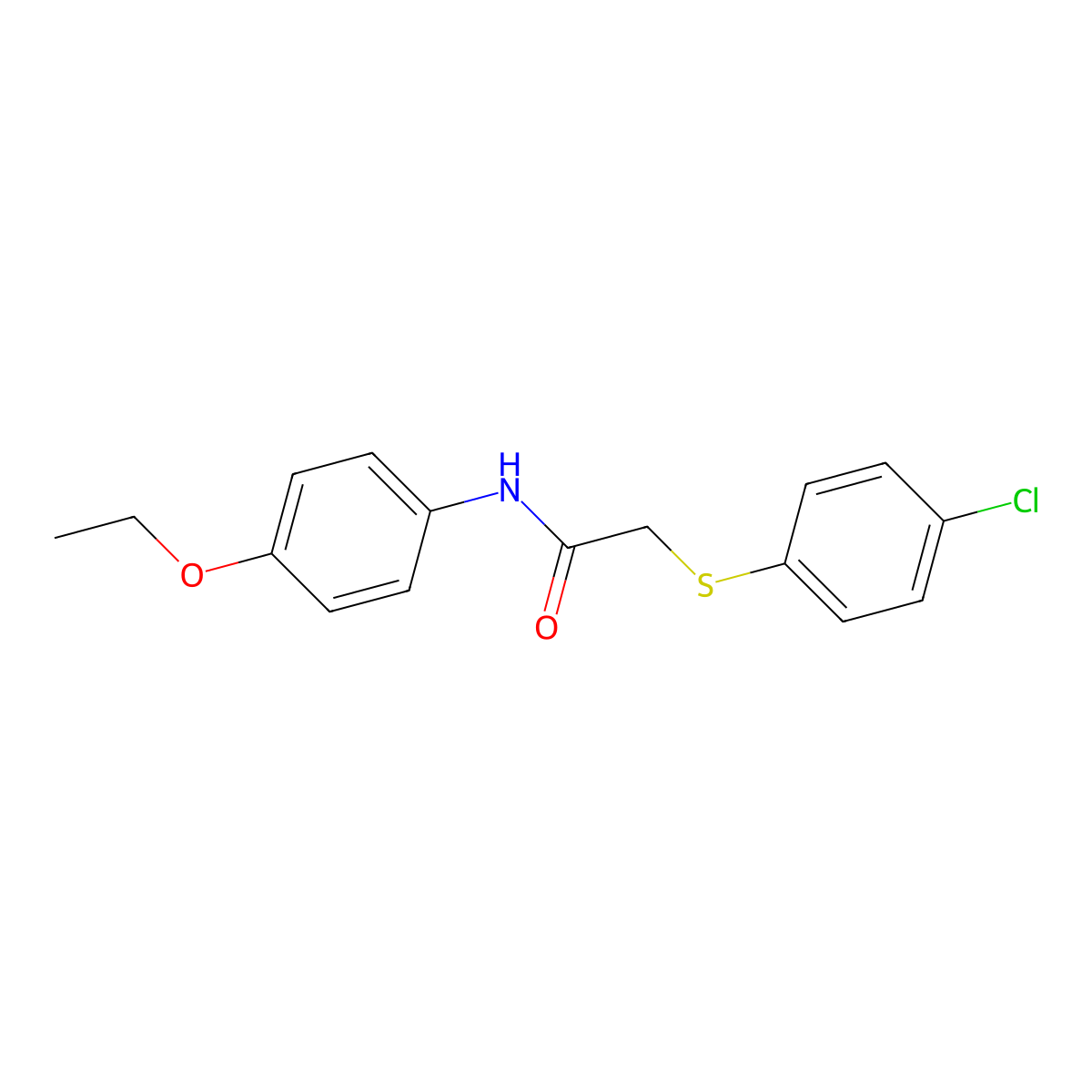 2-[(4-chlorophenyl)sulfanyl]-N-(4-ethoxyphenyl)acetamide molecular structure, CAS 197513-04-5