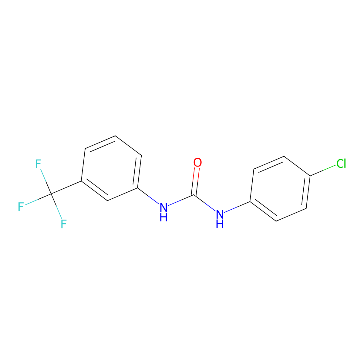 1-(4-Chlorophenyl)-3-[3-(trifluoromethyl)phenyl]urea molecular structure, CAS 197513-49-8