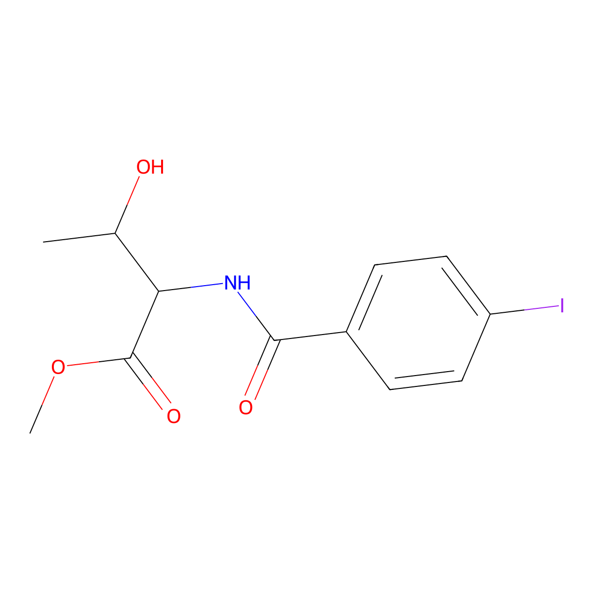 (2S,3R)-Methyl 3-hydroxy-2-(4-iodobenzamido)butanoate molecular structure, CAS 1975144-45-6
