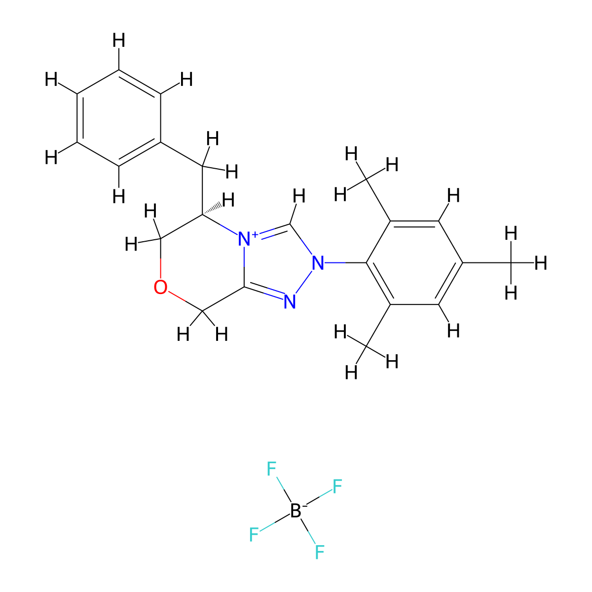 (R)-5-Benzyl-2-mesityl-2,5,6,8-tetrahydro-[1,2,4]triazolo[3,4-c][1,4]oxazin-4-ium tetrafluoroborate molecular structure, CAS 1975190-68-1