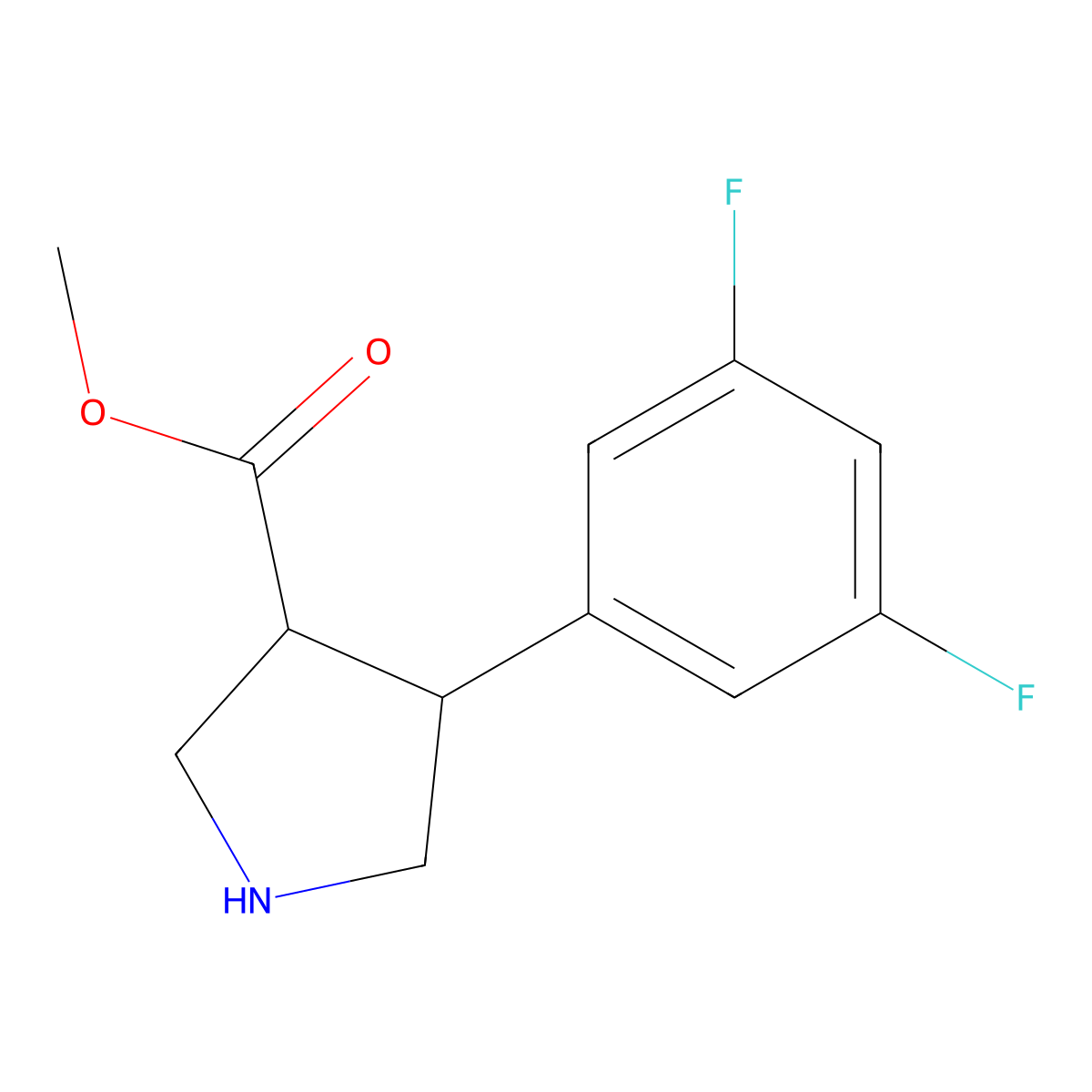 Methyl 4-(3,5-difluorophenyl)pyrrolidine-3-carboxylate molecular structure, CAS 1975326-05-6