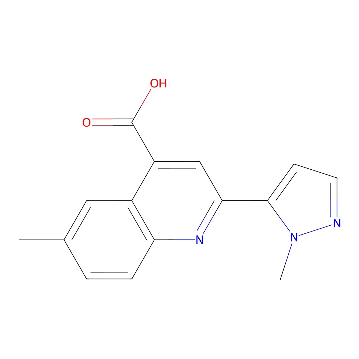 6-Methyl-2-(1-methyl-1H-pyrazol-5-YL)quinoline-4-carboxylic acid molecular structure, CAS 1975383-79-9