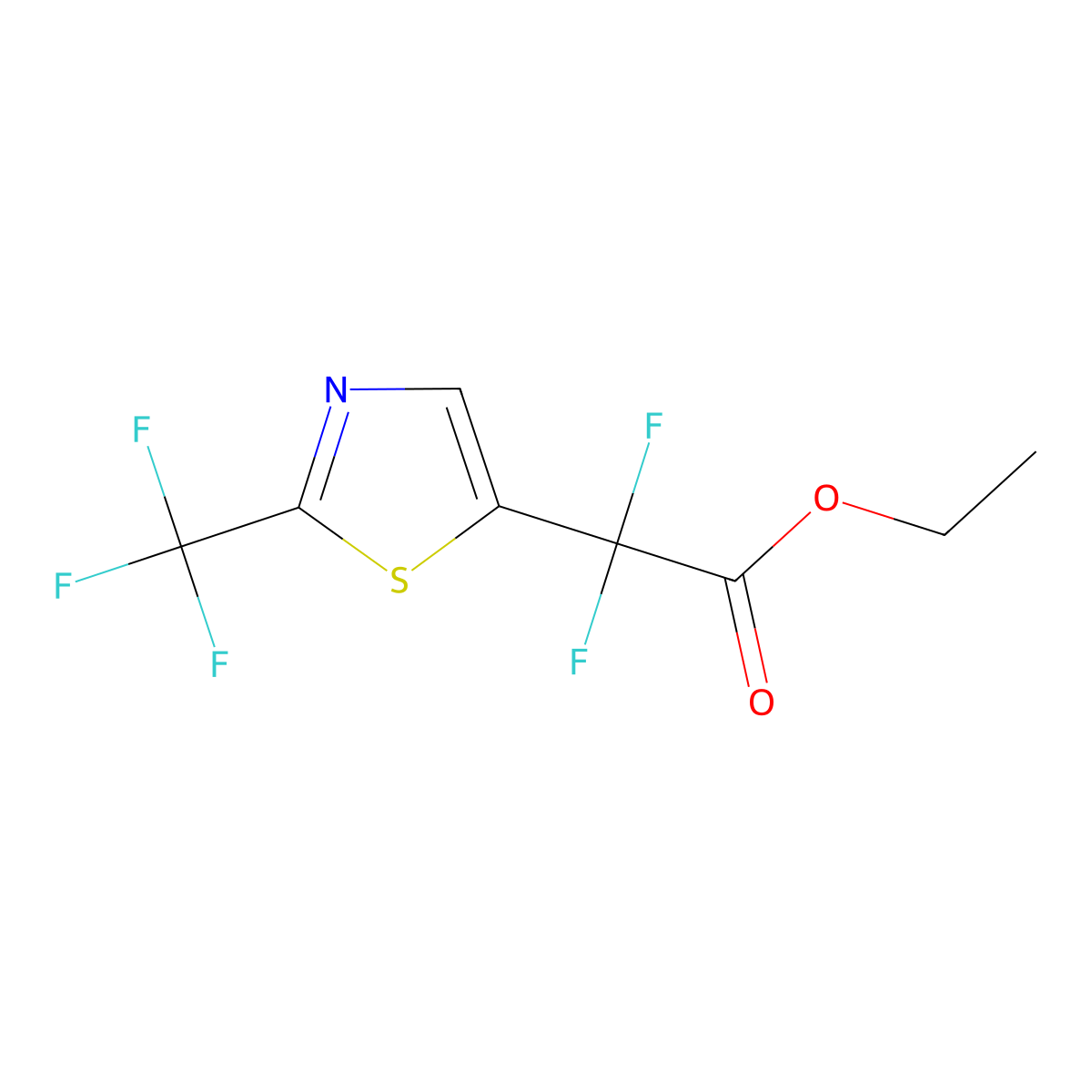 Ethyl 2,2-difluoro-2-[2-(trifluoromethyl)-1,3-thiazol-5-yl]acetate molecular structure, CAS 1975454-74-0