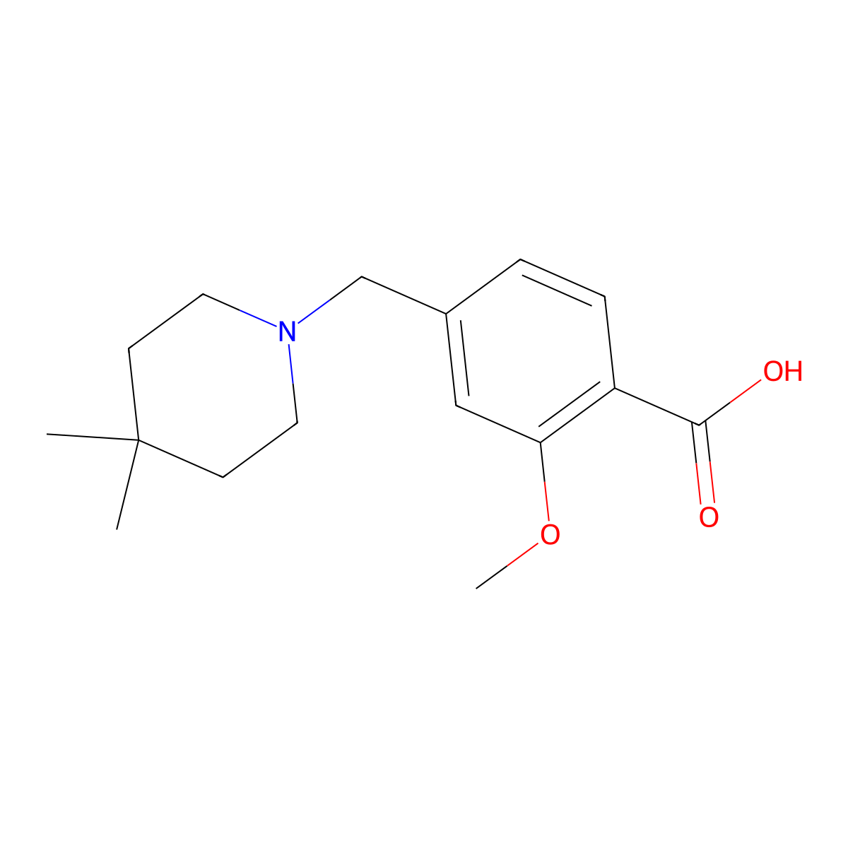 4-((4,4-Dimethylpiperidin-1-yl)methyl)-2-methoxybenzoic acid molecular structure, CAS 1975504-53-0
