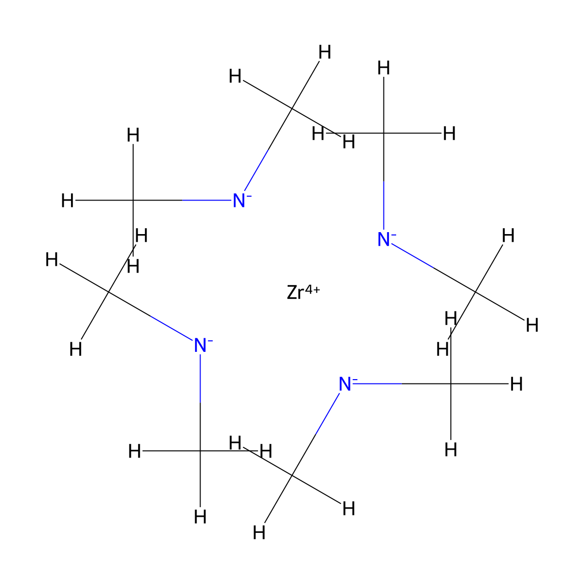 Zirconium, tetrakis(dimethylamino)- molecular structure, CAS 19756-04-8