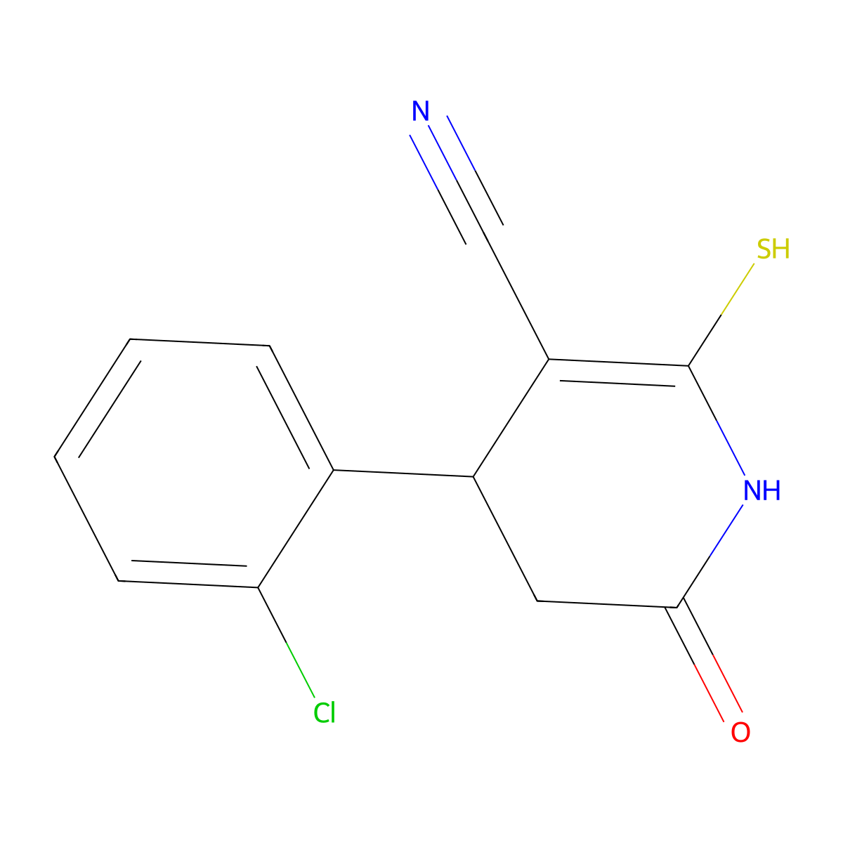 4-(2-chlorophenyl)-2-oxo-6-sulfanyl-3,4-dihydro-1H-pyridine-5-carbonitrile molecular structure, CAS 197569-80-5