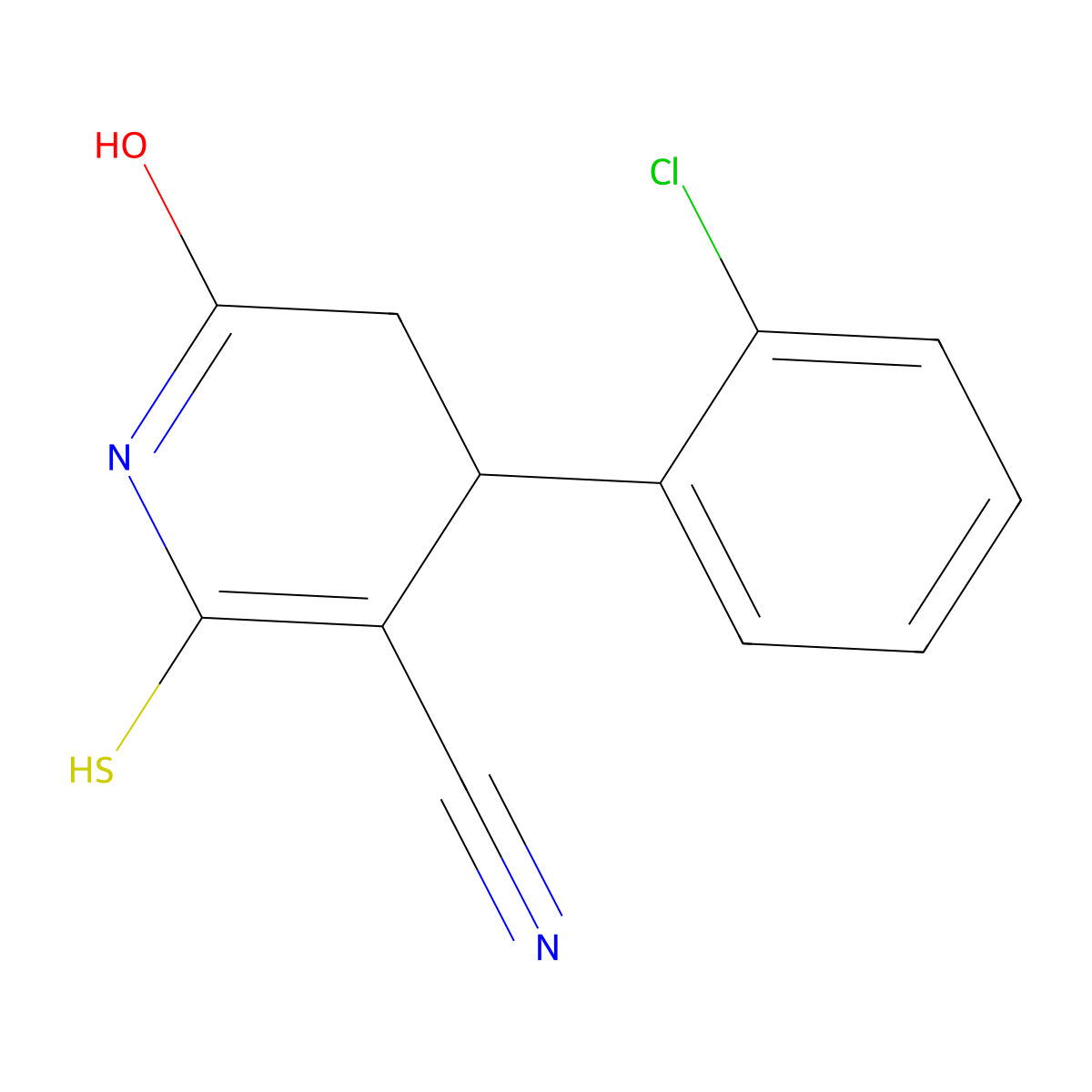4-(2-chlorophenyl)-2-oxo-6-sulfanyl-3,4-dihydro-1H-pyridine-5-carbonitrile molecular structure, CAS 197569-80-5