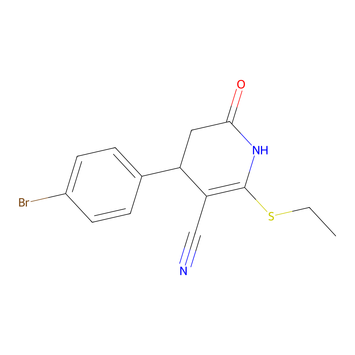 4-(4-Bromophenyl)-2-(ethylsulfanyl)-6-oxo-1,4,5,6-tetrahydropyridine-3-carbonitrile molecular structure, CAS 197569-89-4