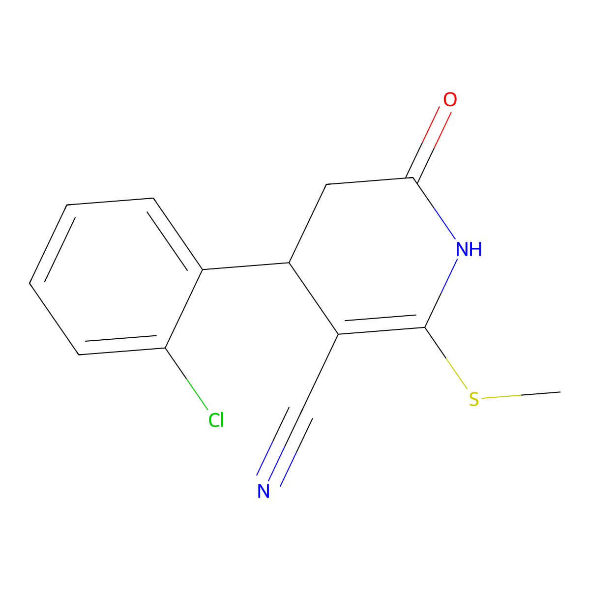4-(2-Chlorophenyl)-2-(methylthio)-6-oxo-1,4,5,6-tetrahydropyridine-3-carbonitrile molecular structure, CAS 197570-06-2
